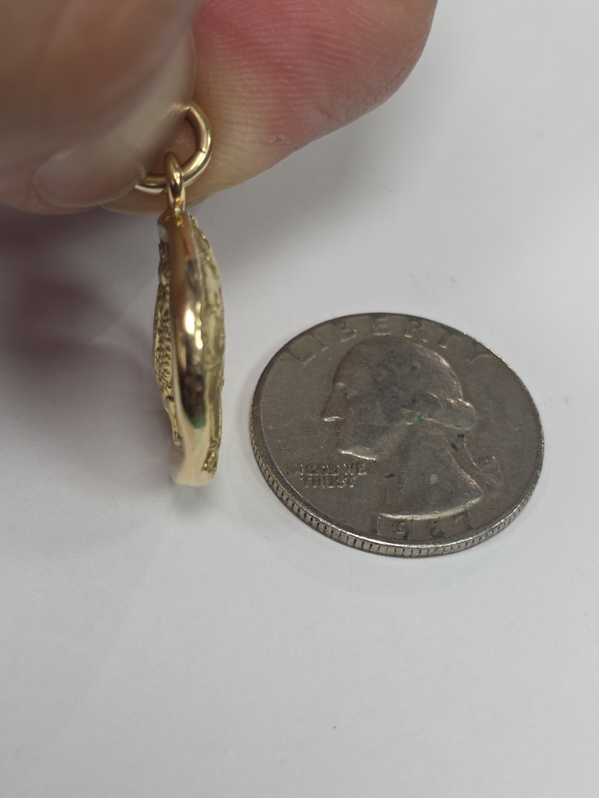 18k Yellow Gold Owl of Athena Coin Replica Pendant Charm