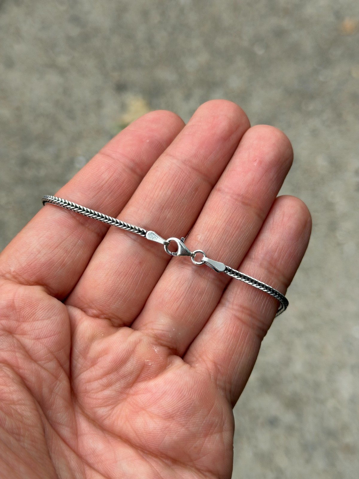 Oxidized 2mm Foxtail Chain Solid 925 Sterling Silver For Men And Women