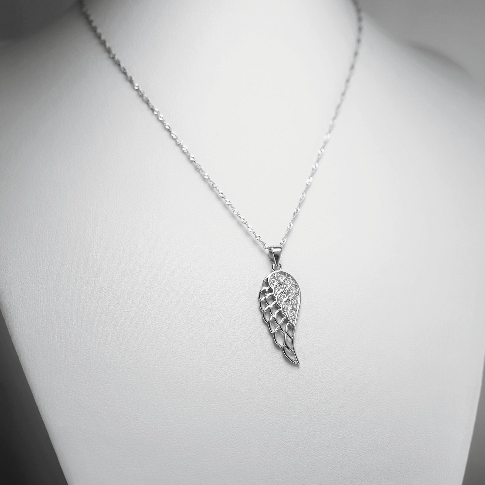 Rhodium on Sterling Silver 1.1mm Singapore Chain Twisted Knot chain 17.7” 45cm