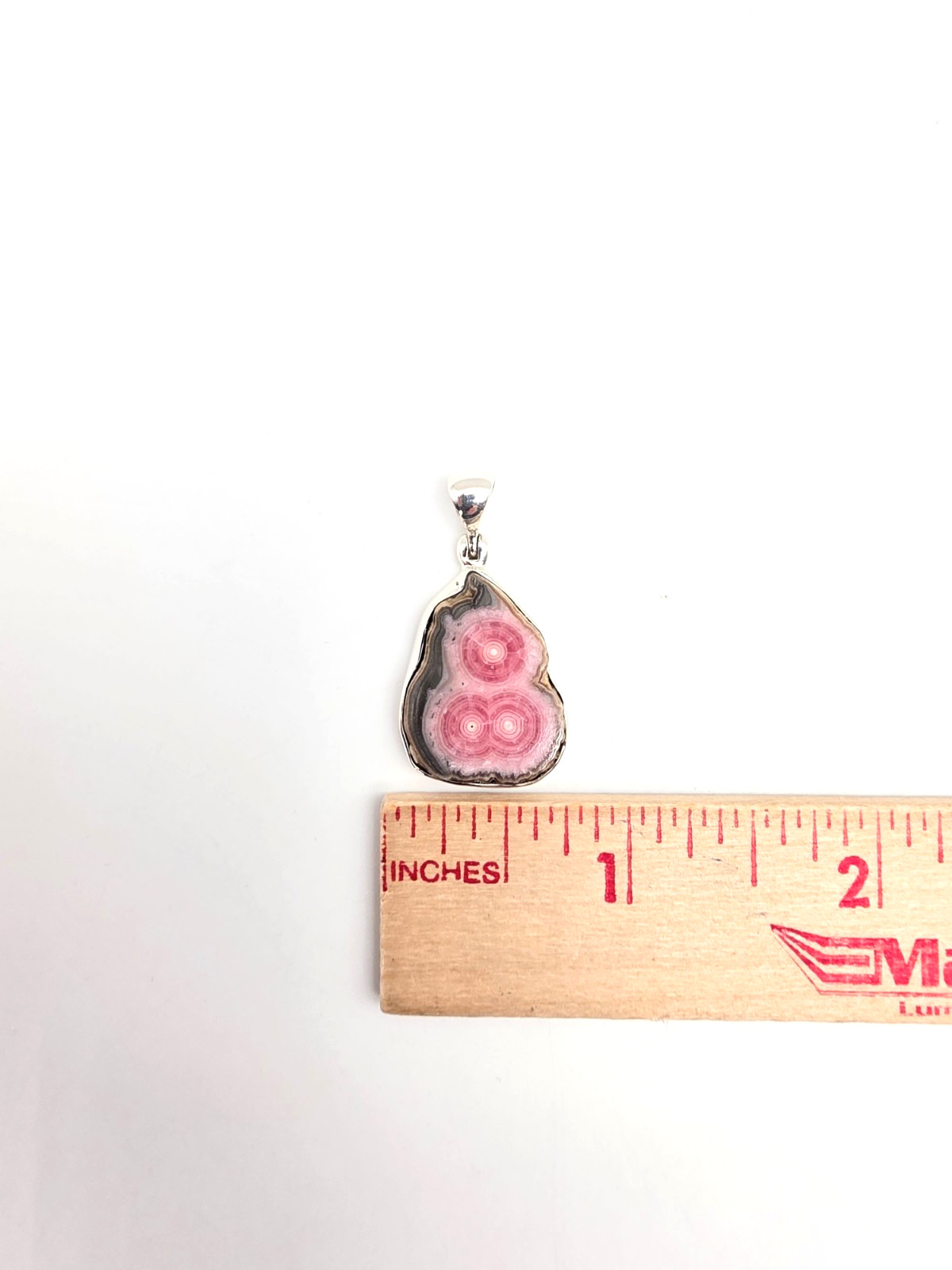 NEW STERLING SILVER 925 NATURAL RHODOCHROSITE STALACTITE SLICE PENDANT & 18″ CH!
