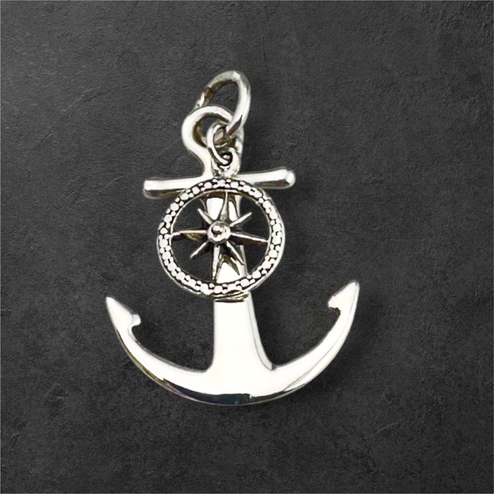Sterling Silver Anchor & Ships Wheel Charm Pendant Jewelry Accessory
