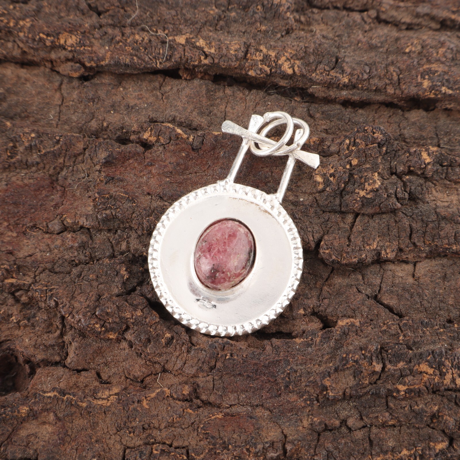 Black Rhodonite Jewelry 925 Silver Handmade Minimal Pendant 1.4″ For Girlfriend