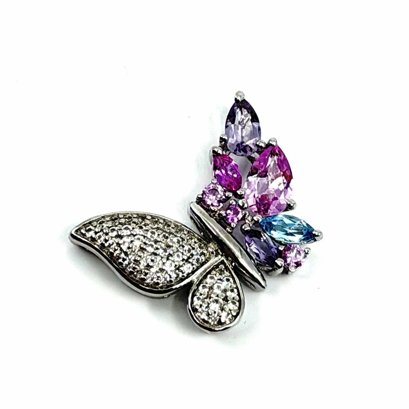 Kay Jewelers Gemstone Cluster Pastel Butterfly Necklace Pendant 925 Signed