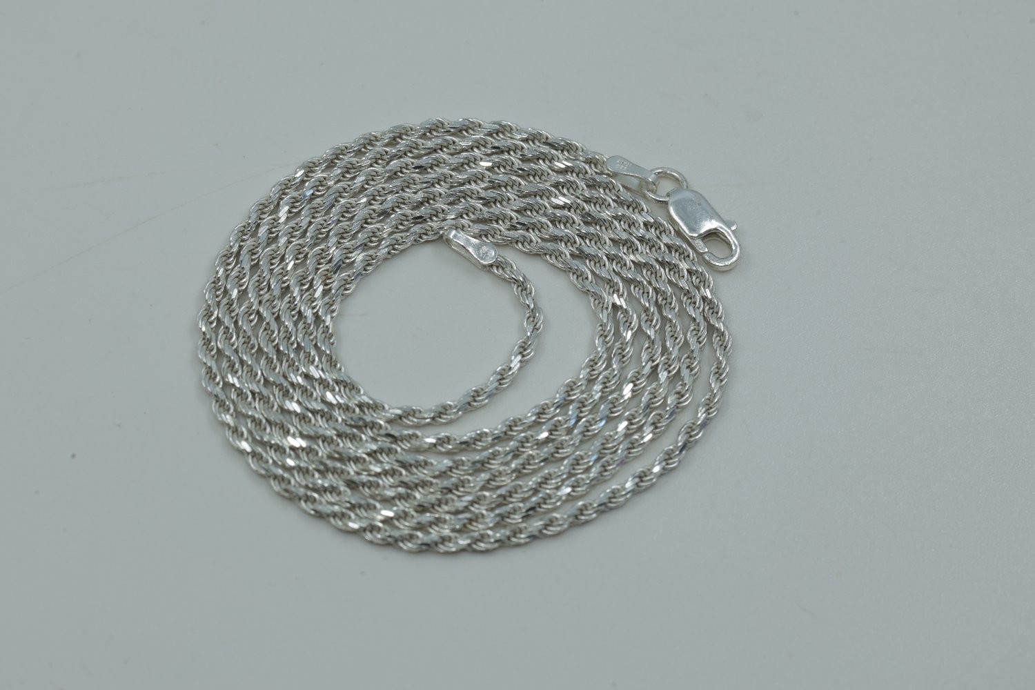 Vintage Sterling Silver Rope Chain Necklace 925 Italy 30 Inch 8.83g Diamond Cut