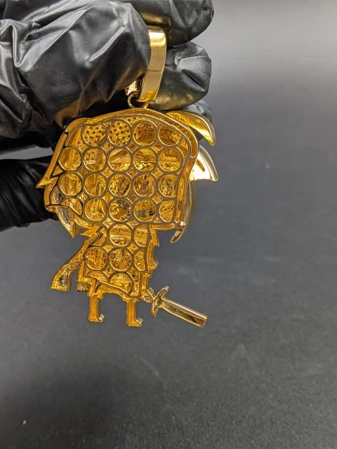 2.60Ct Round Cut Real Moissanite Custom Cartoon Pendant 14K Yellow Gold Plated