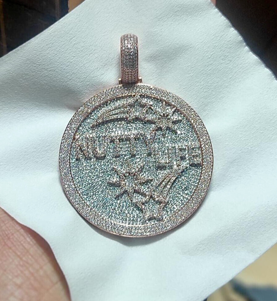 7Ct Lab Created Diamond Round Men’s Customized Name Pendant 14k Rose Gold Plated