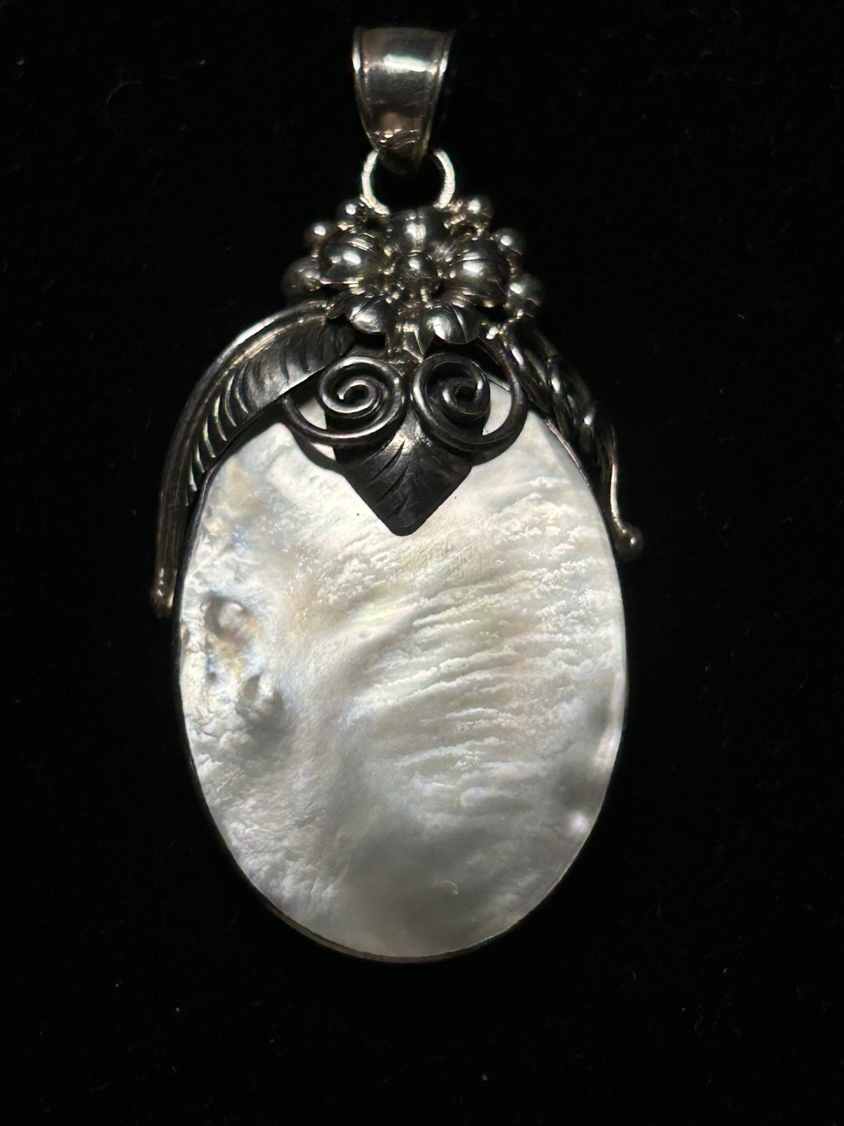 Sterling Silver Real Mother-of-Pearl Pendant Indonesia Merav 925 Marking