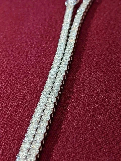 Unisex 3MM Lab Created Round Diamond Tennis Necklace 20Ct 14K White Gold Plated2