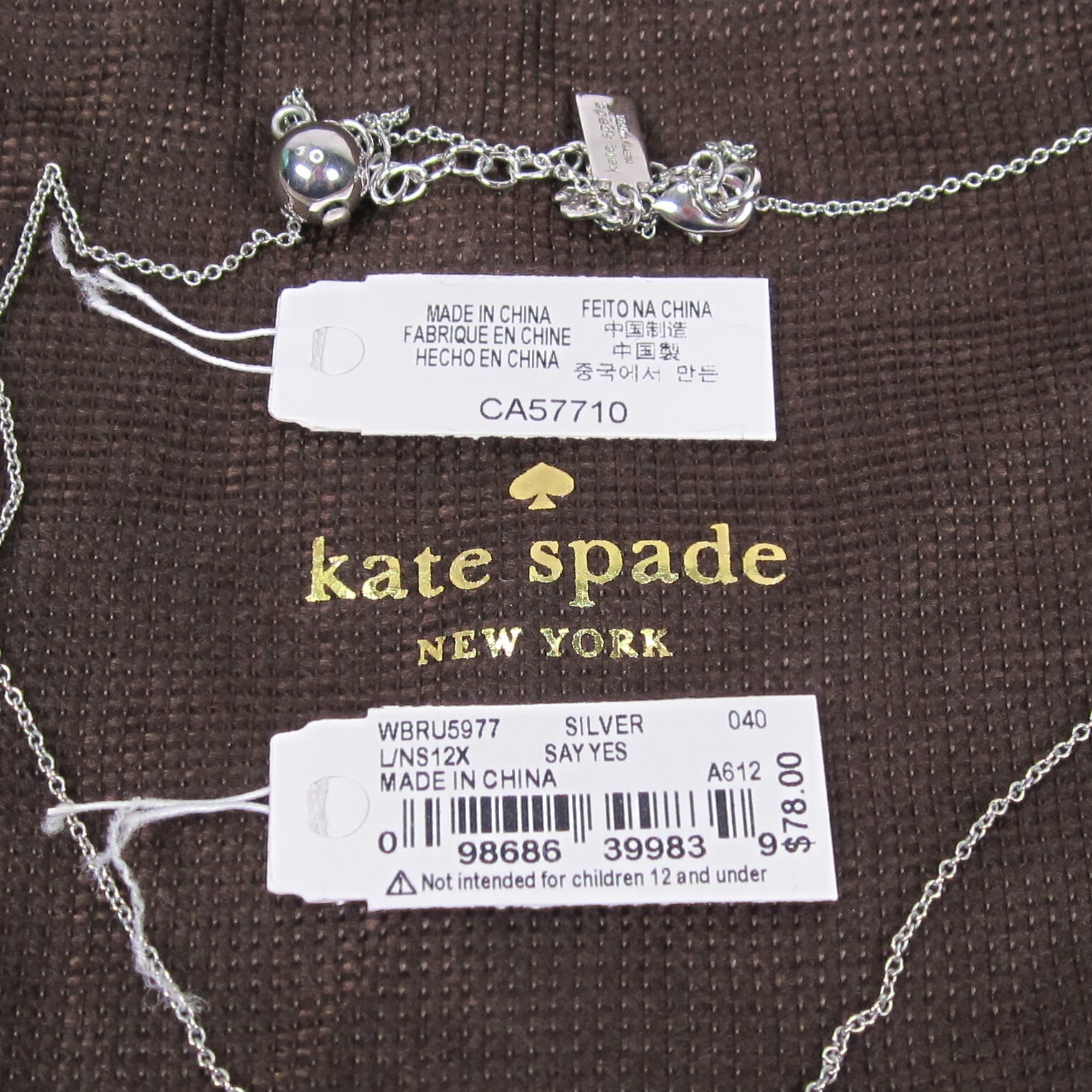 Kate Spade Silver “Say Yes” Mrs. Necklace – Wedding