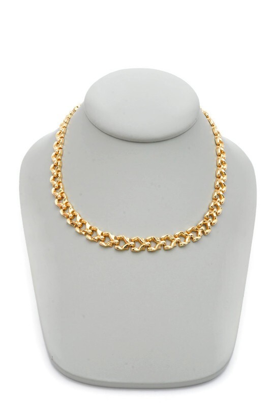 Aurafin 14k Yellow Gold Link Necklace 16″ 9mm