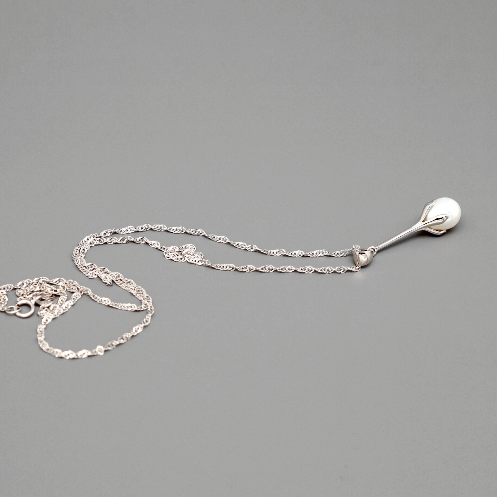 Women Cultured Freshwater Pearl Sterling Silver Pendant 18″ Chain Necklace 57