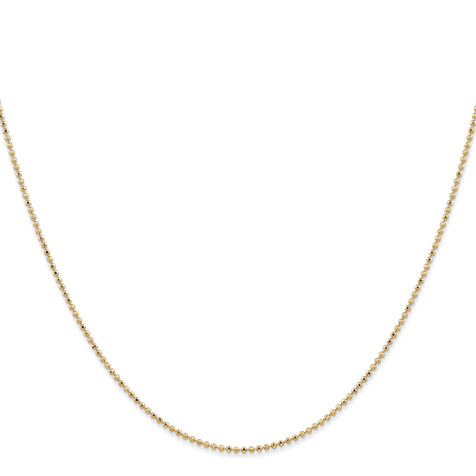14K Yellow Gold 1.2mm Ball (Beaded) Chain Necklace 20 Inch Mens Womens