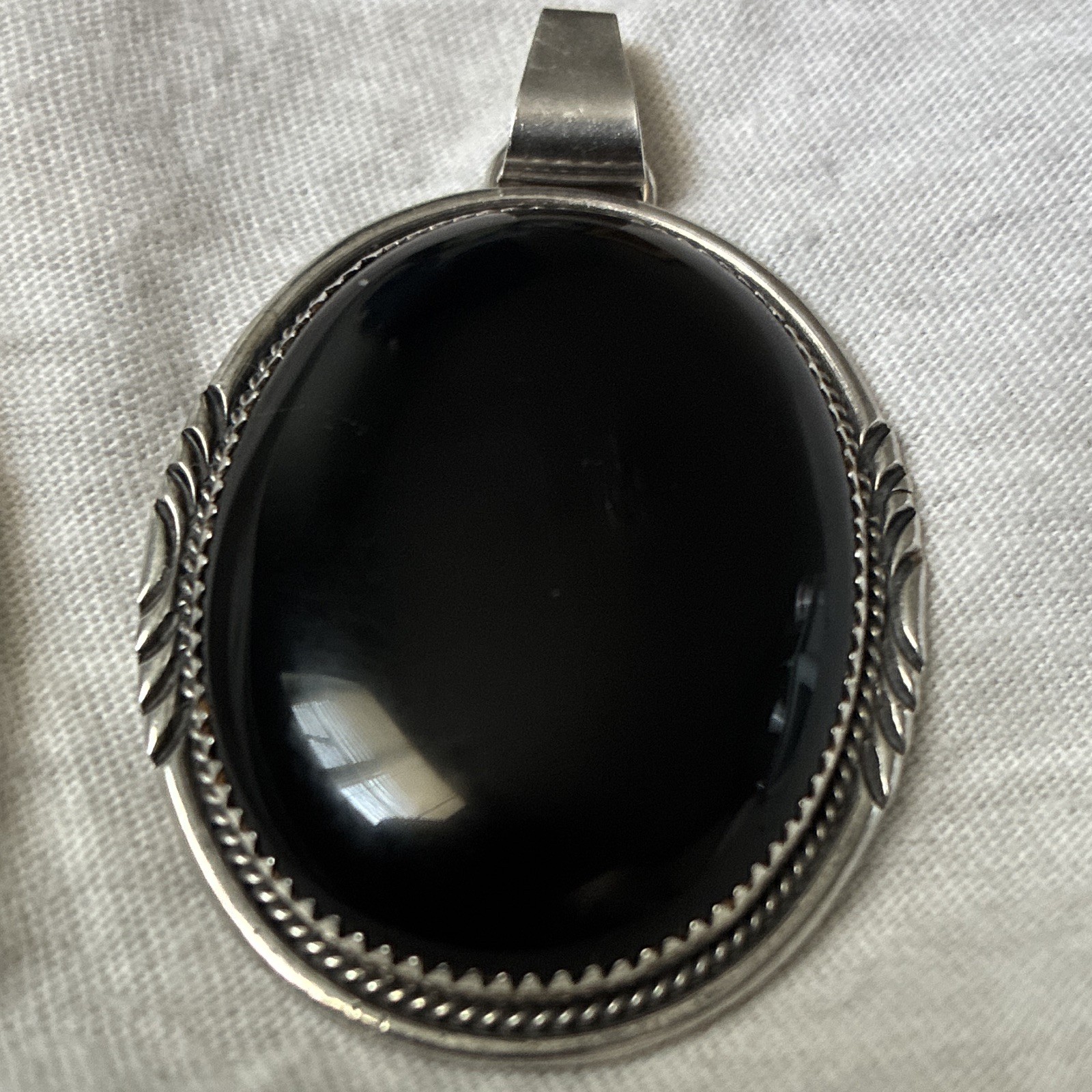 Navajo Betty Begaye Sterling Silver Black Onyx Pendant Signed Dine .925 19.36g