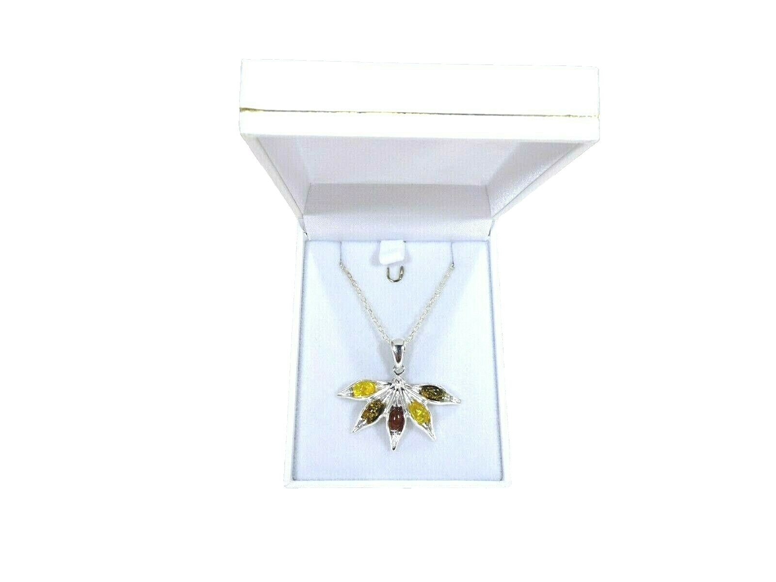 Multicolour Natural Baltic Amber Solid Sterling Silver Italian Necklace- 46.5 cm