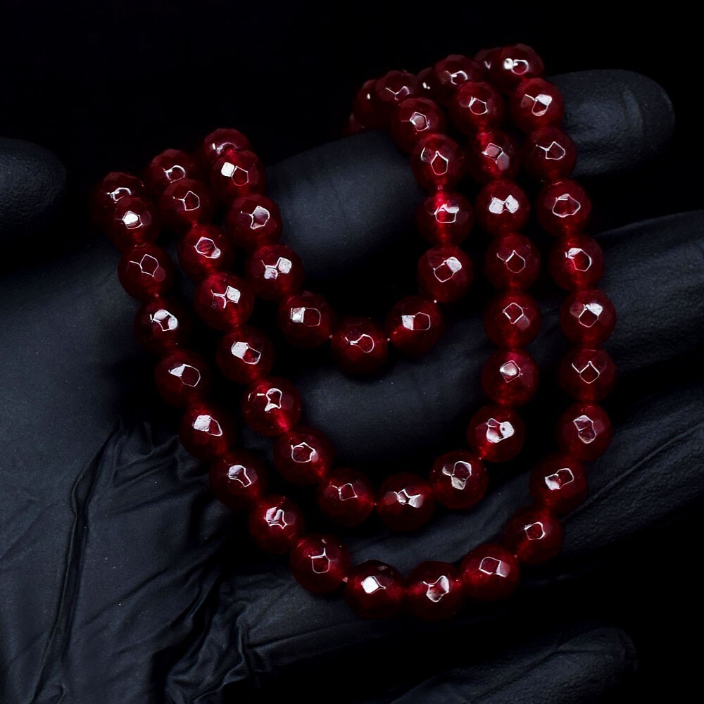 3 Strand Red Garnet Amazing Cut 436.00 Cts Beaded Stunning Necklace VK 42 E639