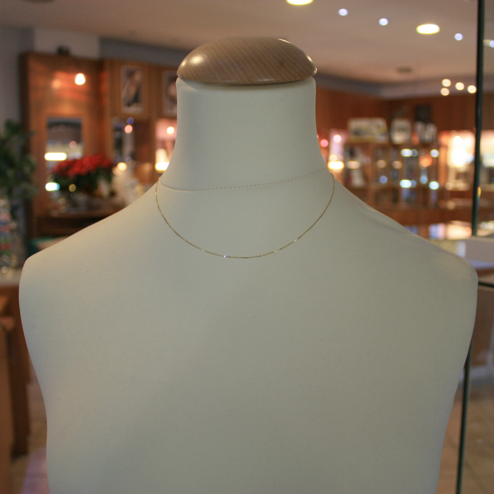 18K YELLOW GOLD CHAIN NECKLACE 0.5 mm MINI VENETIAN LINK 15.75 IN. MADE IN ITALY
