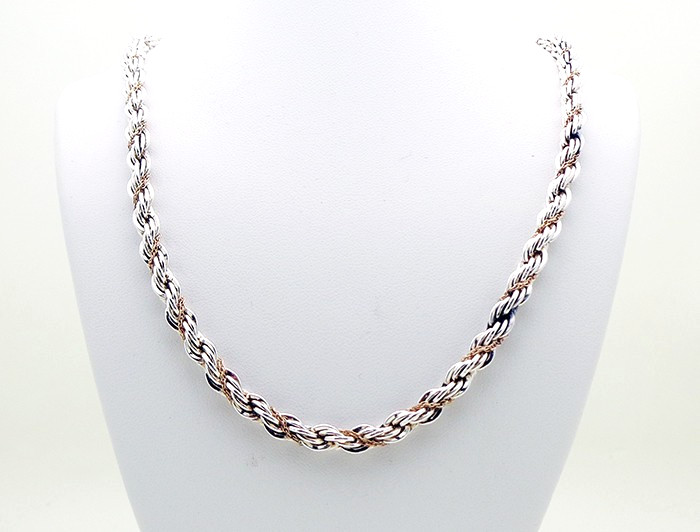 Precious Precious 14k Yellow Gold & Sterling Silver Twisted Rope 24″ Necklace