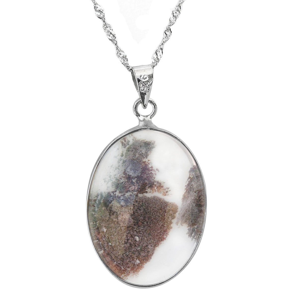 De Buman Natural Phantom Crystal & Solid 925 Silver Necklaces with 18-inch Chain