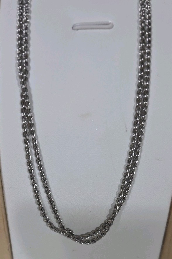 Womens 2 Layered Sterling Silver 16″ Chain Necklace With 2″ Extends