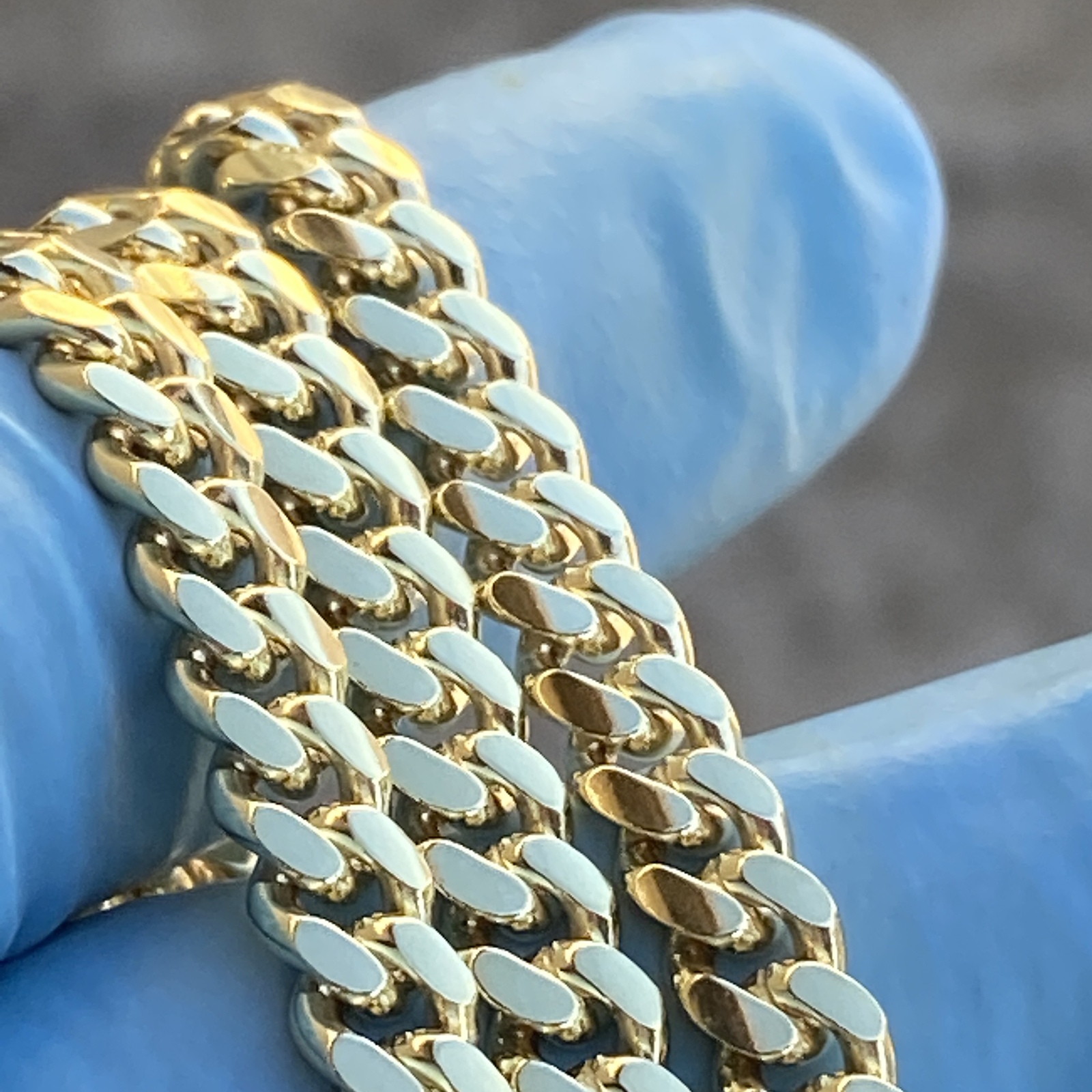 14k Gold Plated On Solid 925 Sterling Silver Miami Cuban Link Necklace Italy 5mm