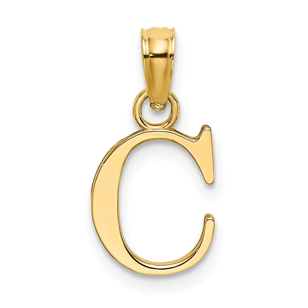 10K / 14K Yellow Gold Polished C Block Initial Charm