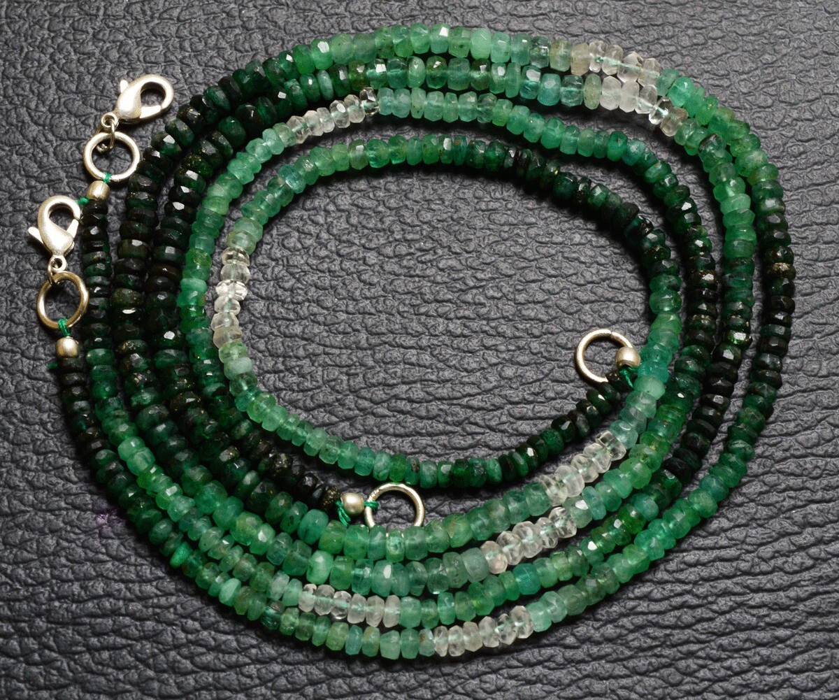 Emeralds gemstone beads 925 sterling silver handmade bracelet jewelry Gift j66
