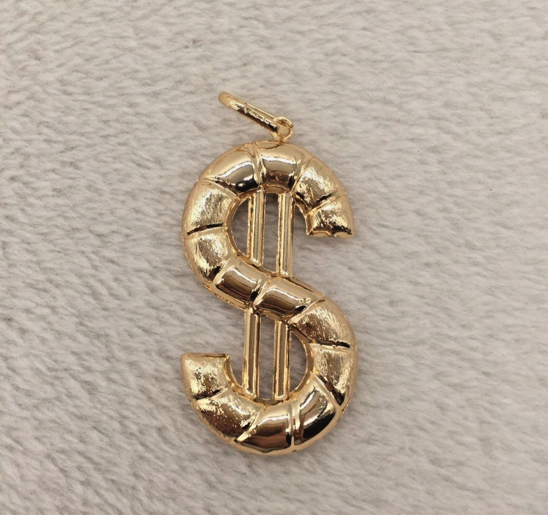 Bold Unisex Ladies Men Stainless Steel Dollar Sign Pendant