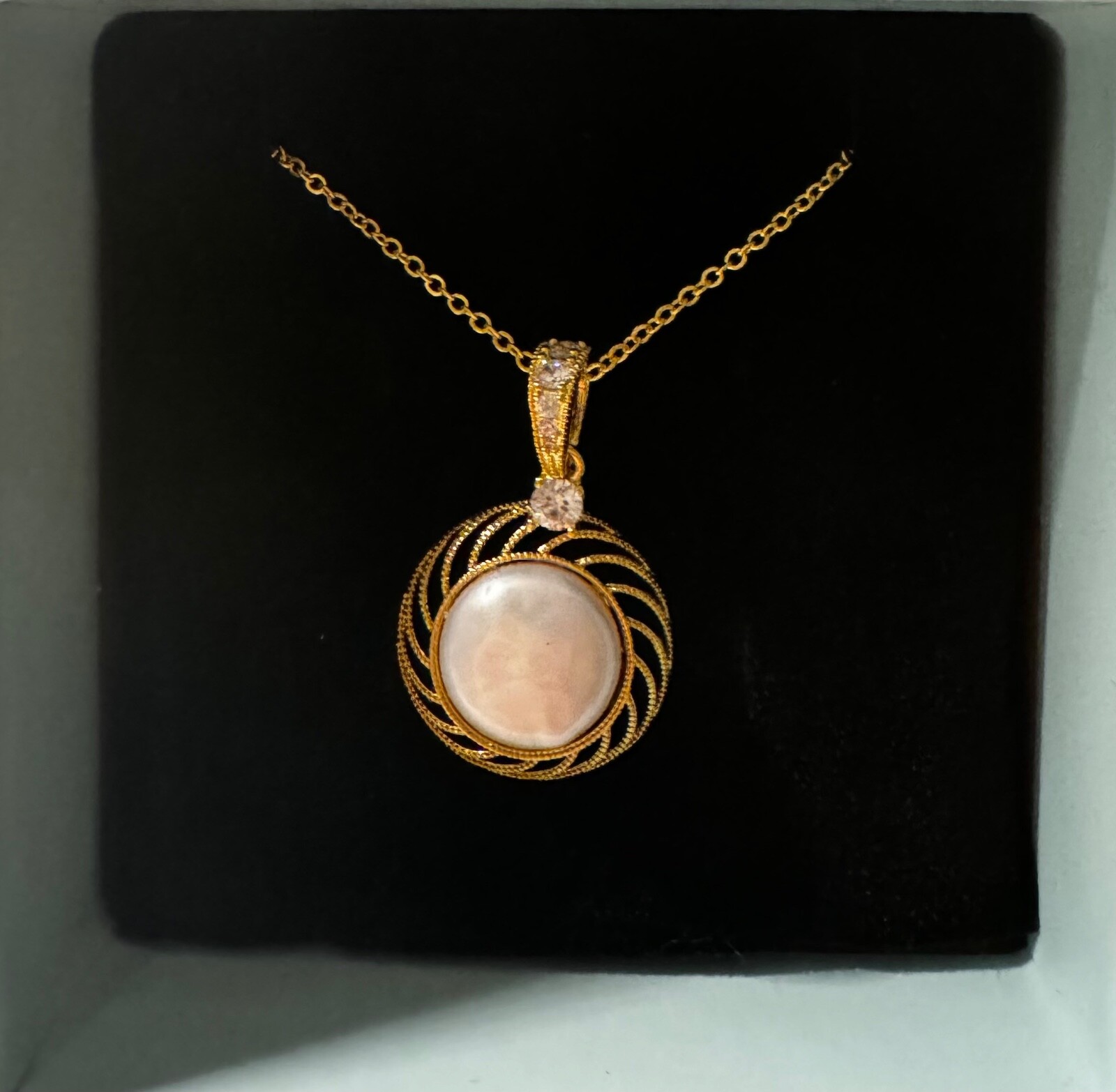 Button Pearl Pendant 11-12mm Sterling Silver Necklace 18 chain 925 NIB free ship