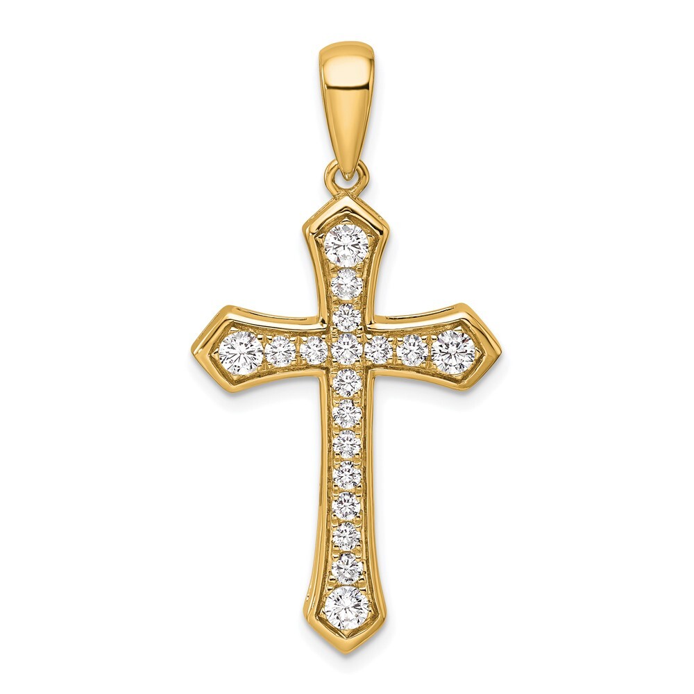 True Origin 14k Yellow Gold 3/4 carat Lab Grown Diamond VS D E F Cross Pendant