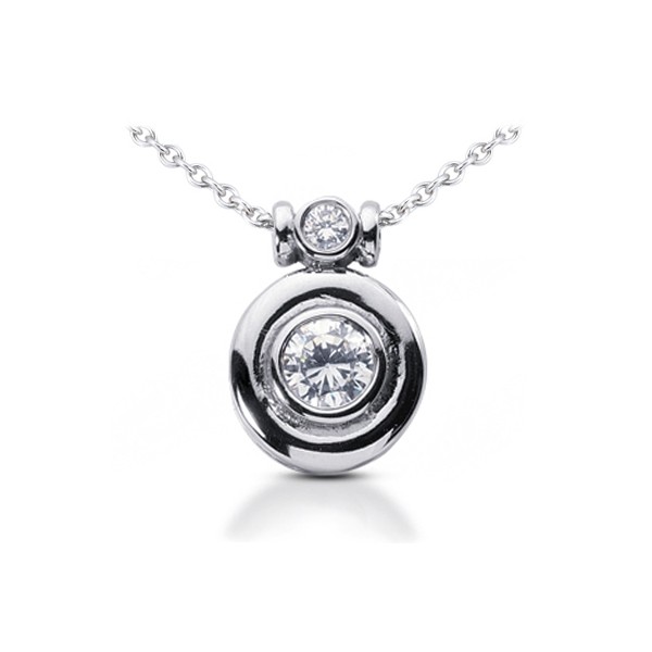 0.65ctw G/SI1 Round Brilliant Earth Mined Certified Diamonds White Gold Pendant