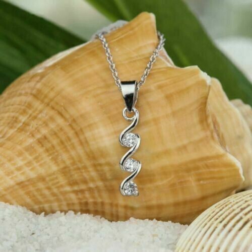 1.50 Ct Round Cut Moissanite Journey Pendant 14k White Gold Plated Silver Fr Chn