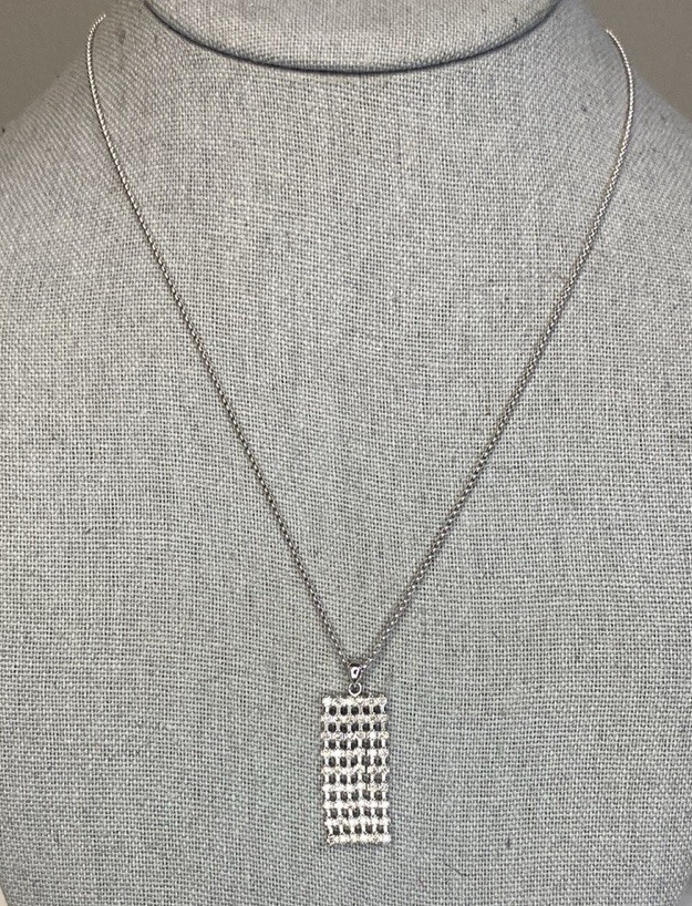 Platinum 1cttw Diamond Rectangle Pendant Necklace – 18″ Chain
