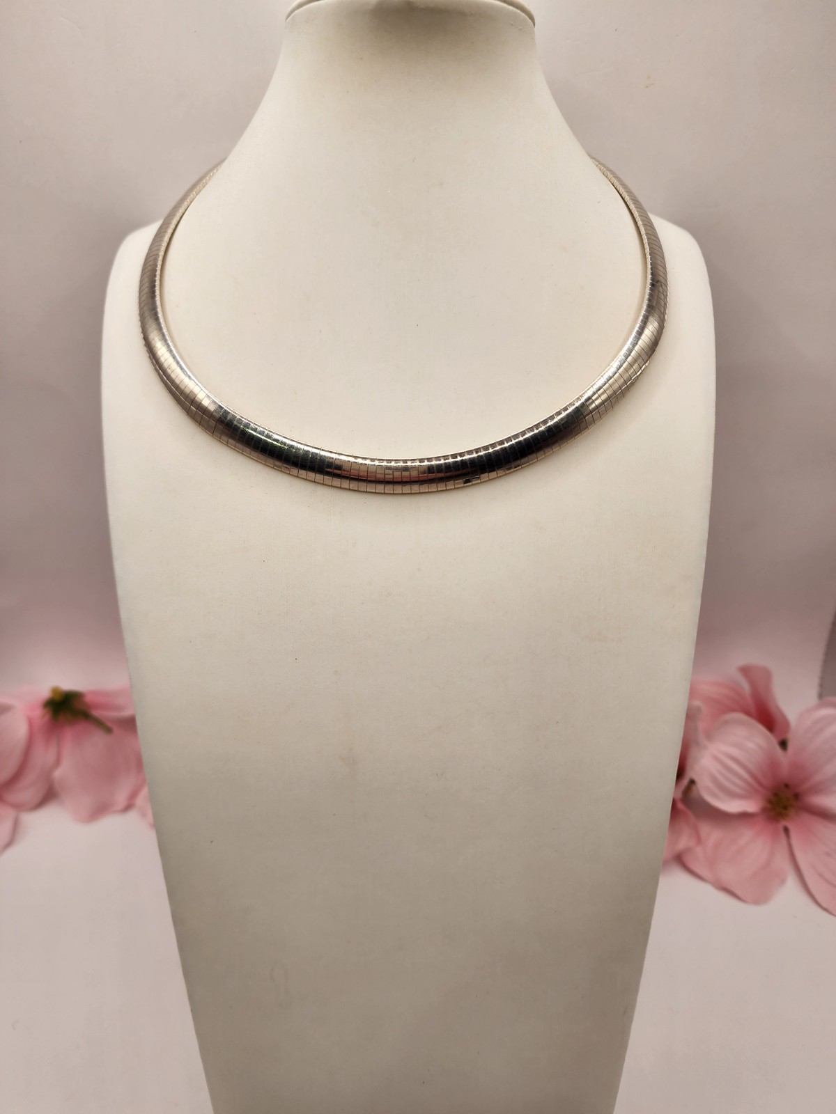 Sterling Silver Omega Necklace 16 Inches, 34 Grams, 8mm