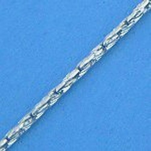 Sterling Silver 16″ Rhodium Tinsel 0.6mm Chain Necklace New Solid Italian 925