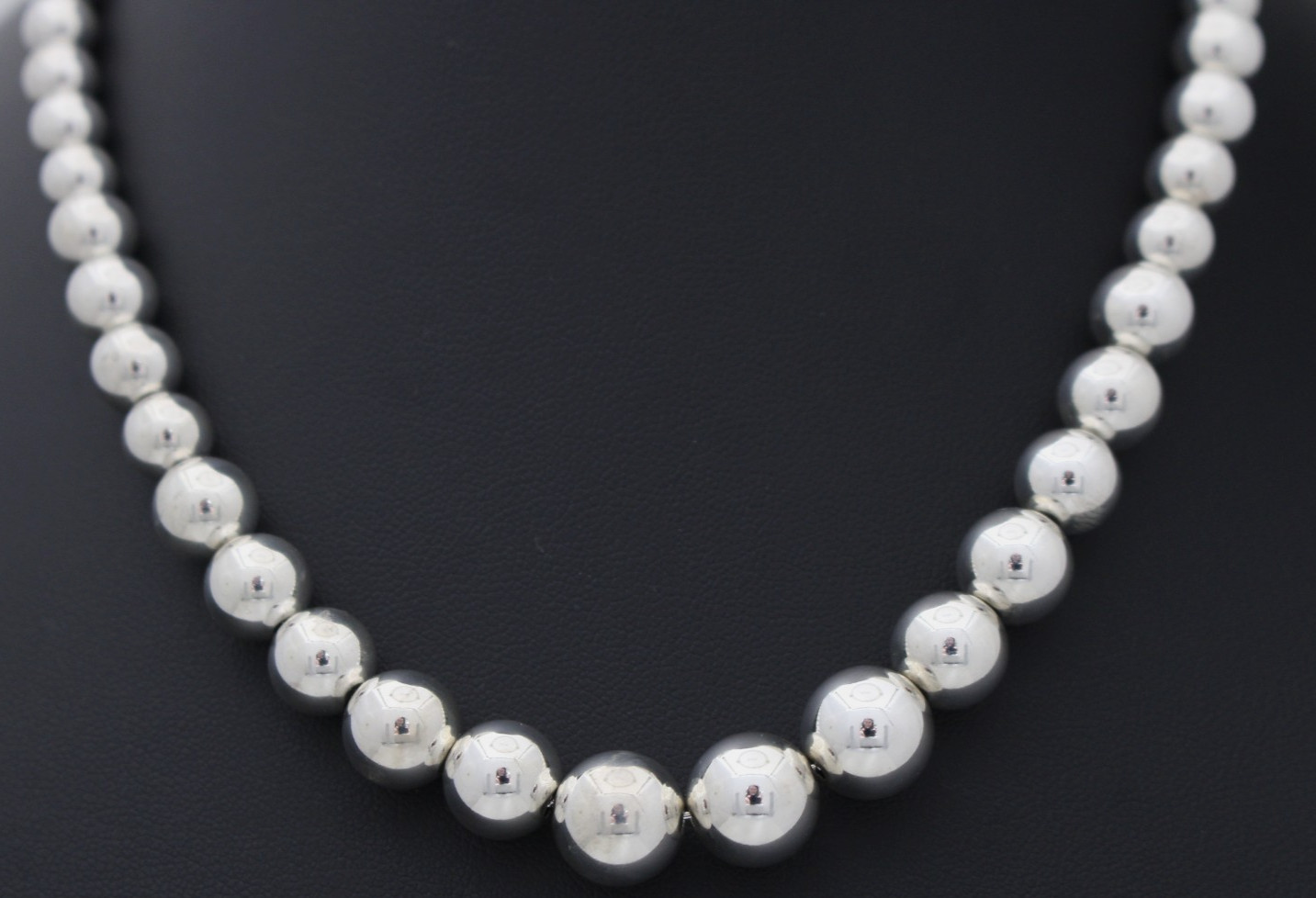 Tiffany & Co. Graduated Sterling Silver Ball Beaded Necklace 16.25″