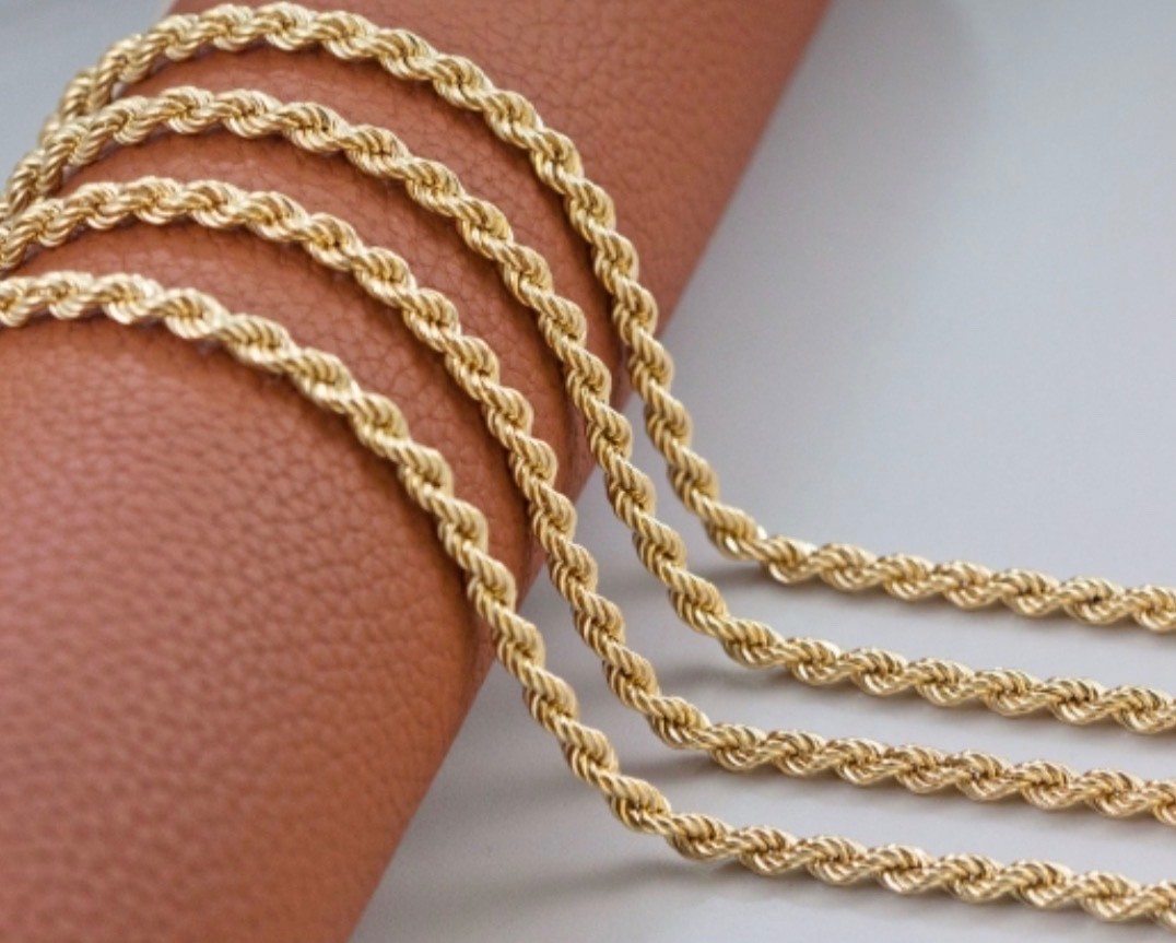 10K GOLD 4.30MM GOLD HOLLOW ROPE CHAIN 20 INCHES