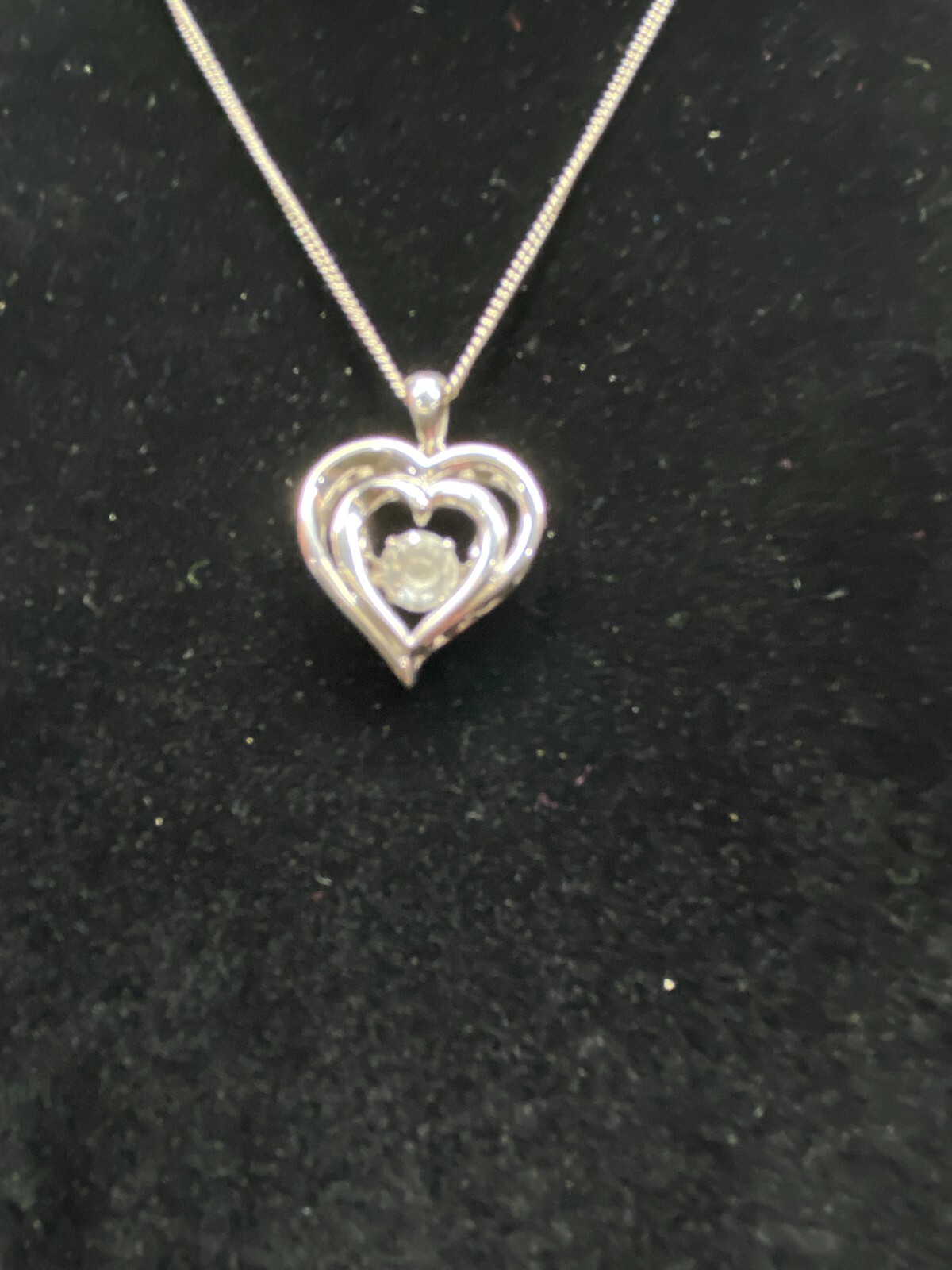 Sterling 925 Heart within a Heart 5 mm CZ 0.75 X 0.75 in Pendant, Charm