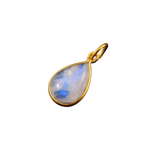 Luxury 14K Solid Gold Rainbow Moonstone Pendant for Women 3123