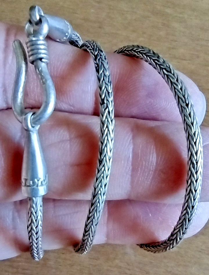 VINTAGE STERLING SILVER 925 HOOK 18″ SPIGA WHEAT CHAIN BALI NECKLACE 2.5 mm 17g