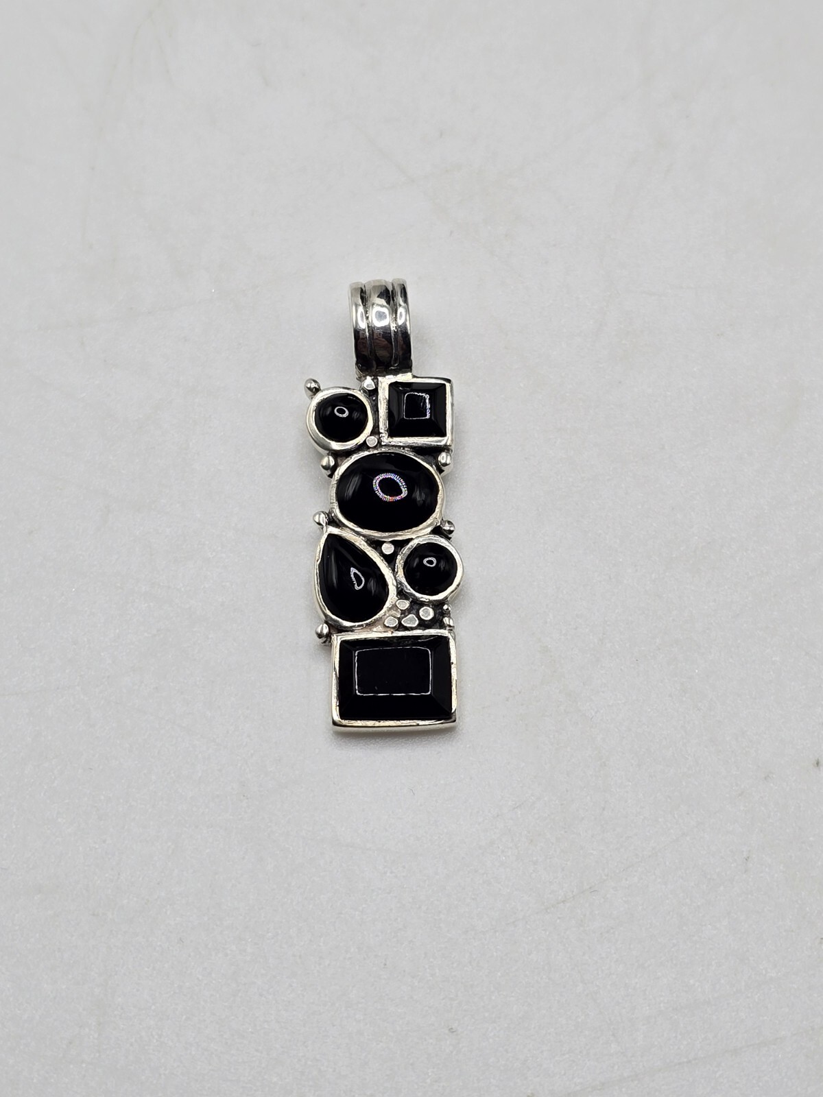 925 Sterling Silver Asymmetrical Onyx Pendant