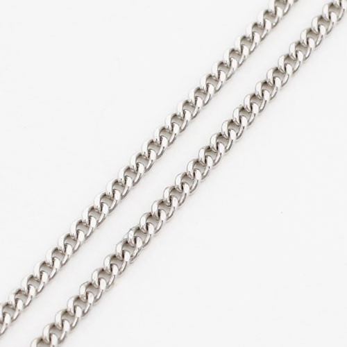 Pt850 Solid Platinum 1.2mm 2-Sided Curb Chain Necklace 19.5″ Adjustable MIJapan