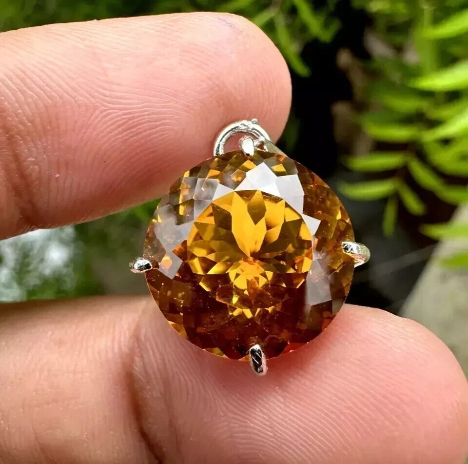 Natural 40 Ct Ceylon Orange Sapphire Round Cut AGL Certified Gemstone Pendant