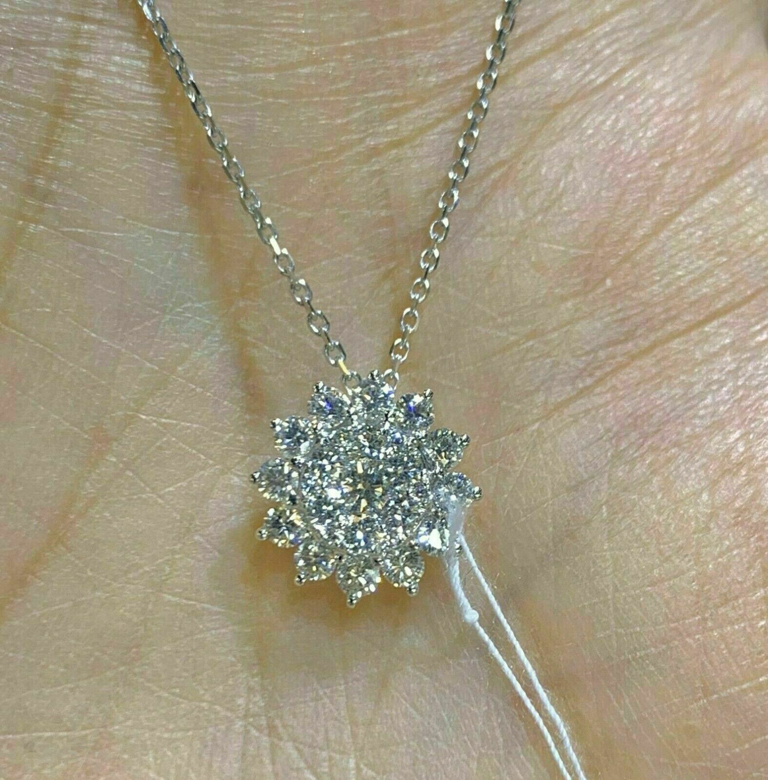 2.26 Ct Round Cut Created VVS1/D Diamond Pendant 14K White Gold Finish Necklace