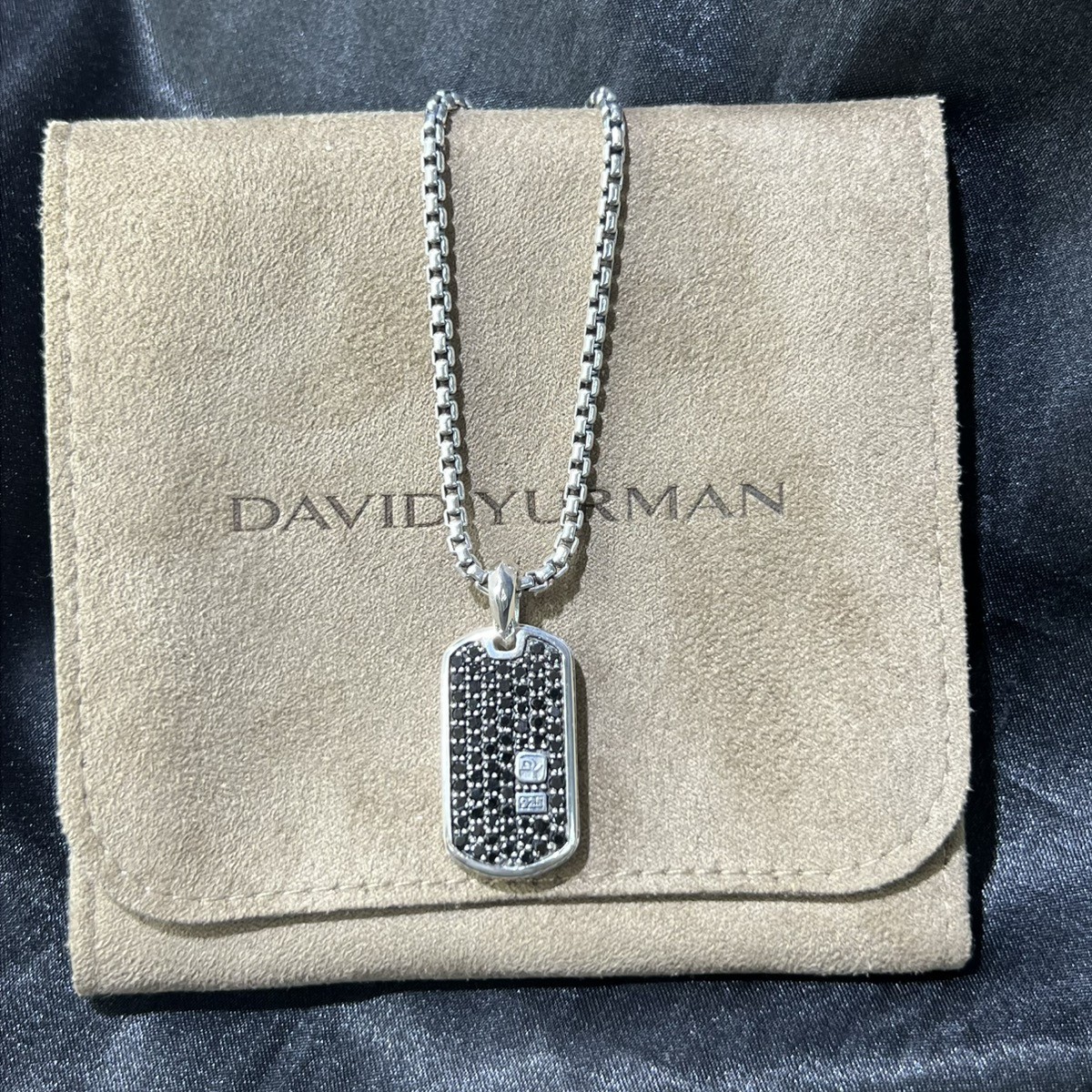 David Yurman .925 Sterling Silver Black Diamond Dog Tag Pendant (AD1005690)