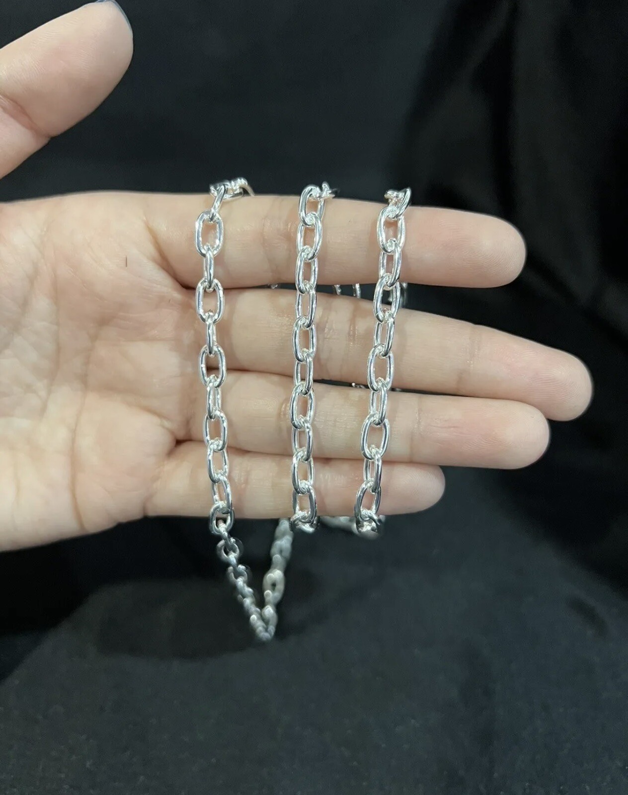 925 Sterling Silver Womens Mens Unique Cable Forzatina Oval Choker Chain 18″