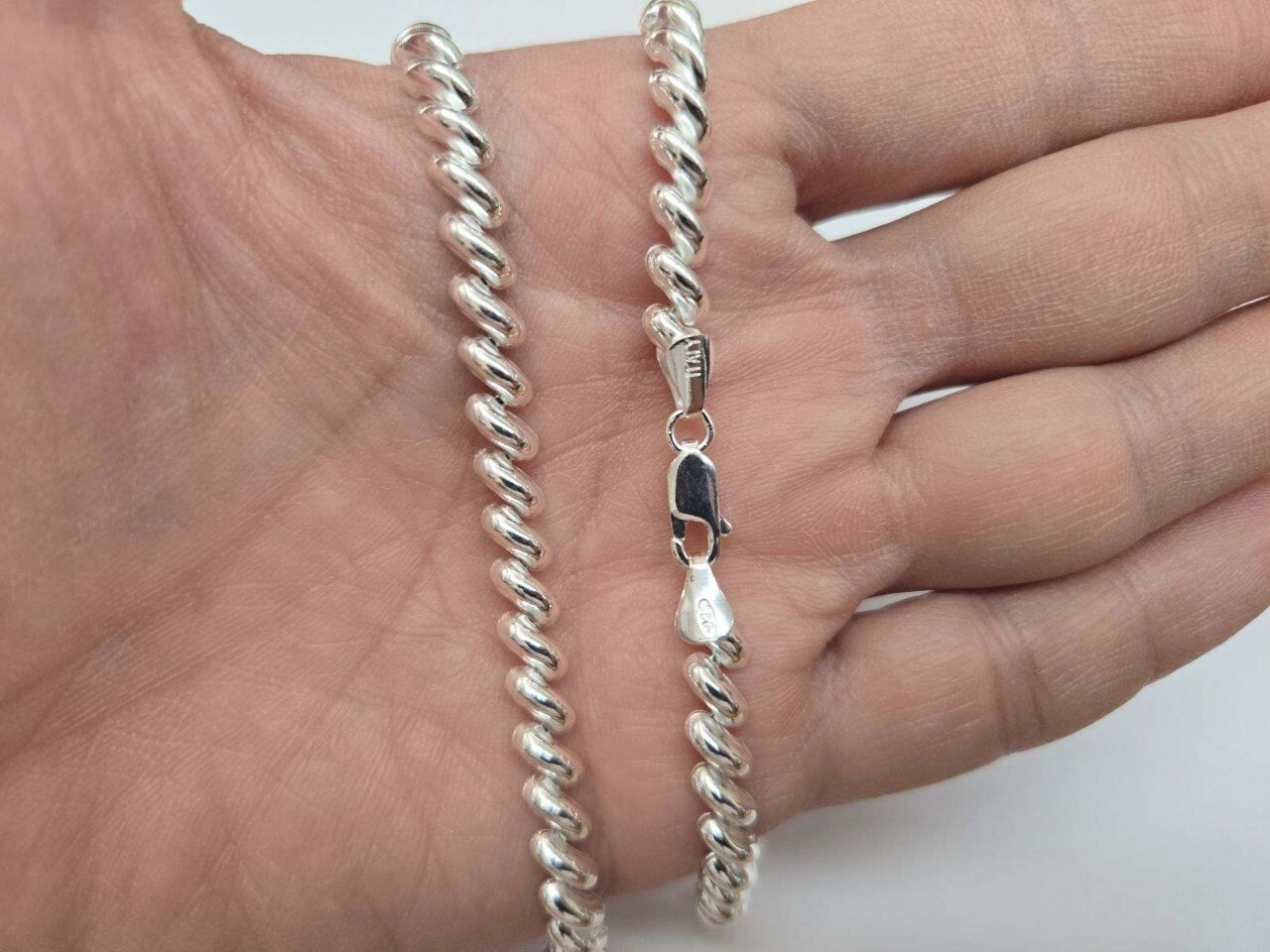 925 Sterling Silver Thick San Marco Chain Necklace Bracelet Women 6mm 7″ 16″ 18″