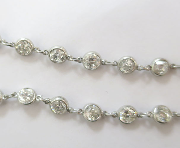 16 ct Round Diamond By The Yard 18k white gold Necklace 54 inch, F-G, VS/SI1