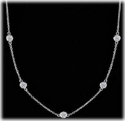 3.01 ct Round Diamonds By The Yard 14k White Gold Necklace 10 X 0.30 ct VS/SI1
