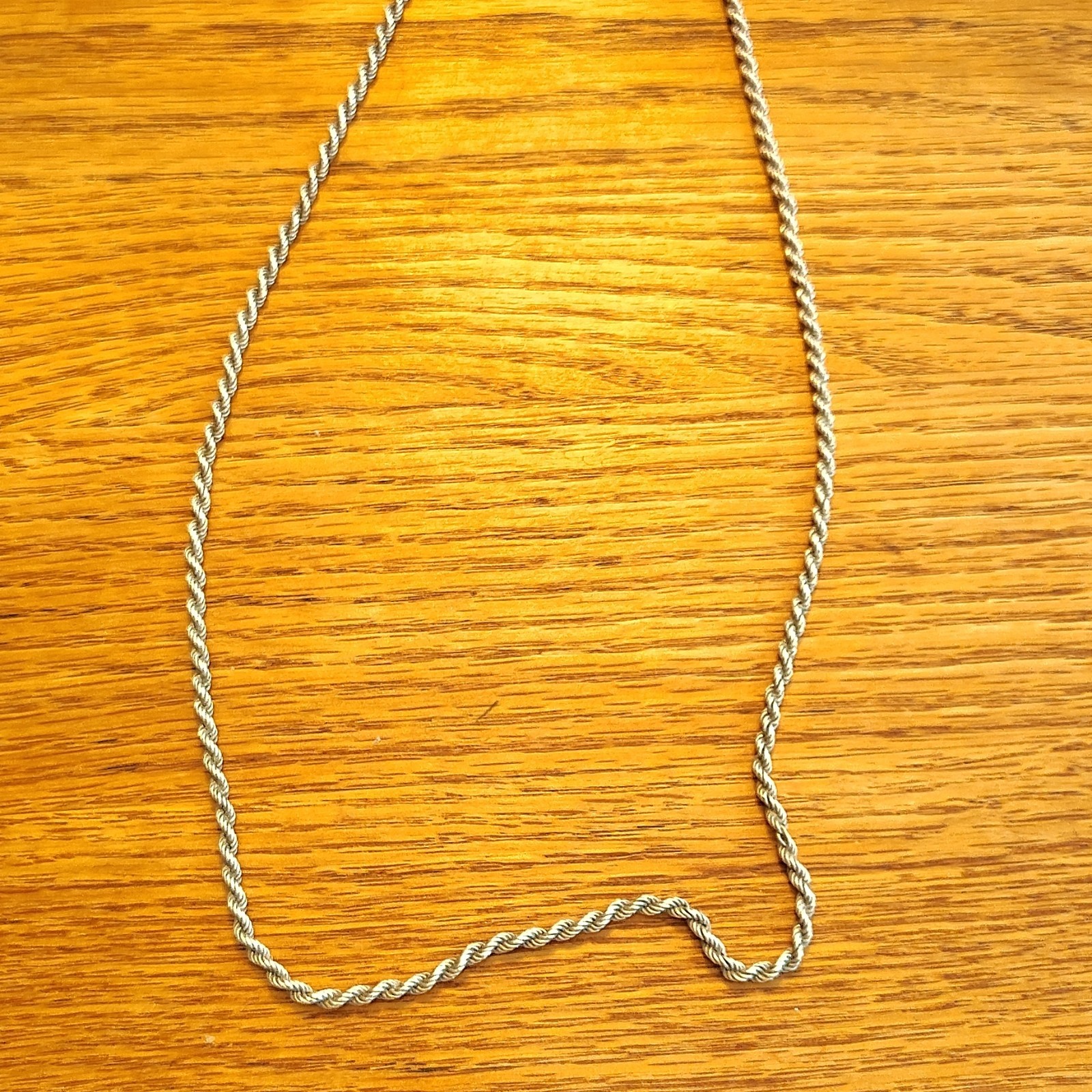 925 Sterling Silver Rope Chain Necklace Hook Closure . 21″. 2mm Width.