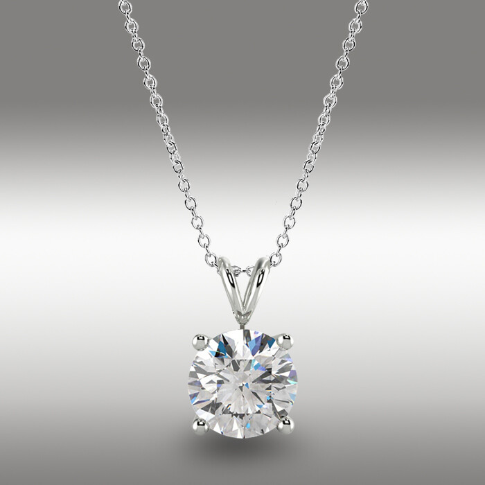 2 Ct Round Brilliant Cut GRA MOISSANITE 16+2 Solid 14k White Gold Necklace GIFT